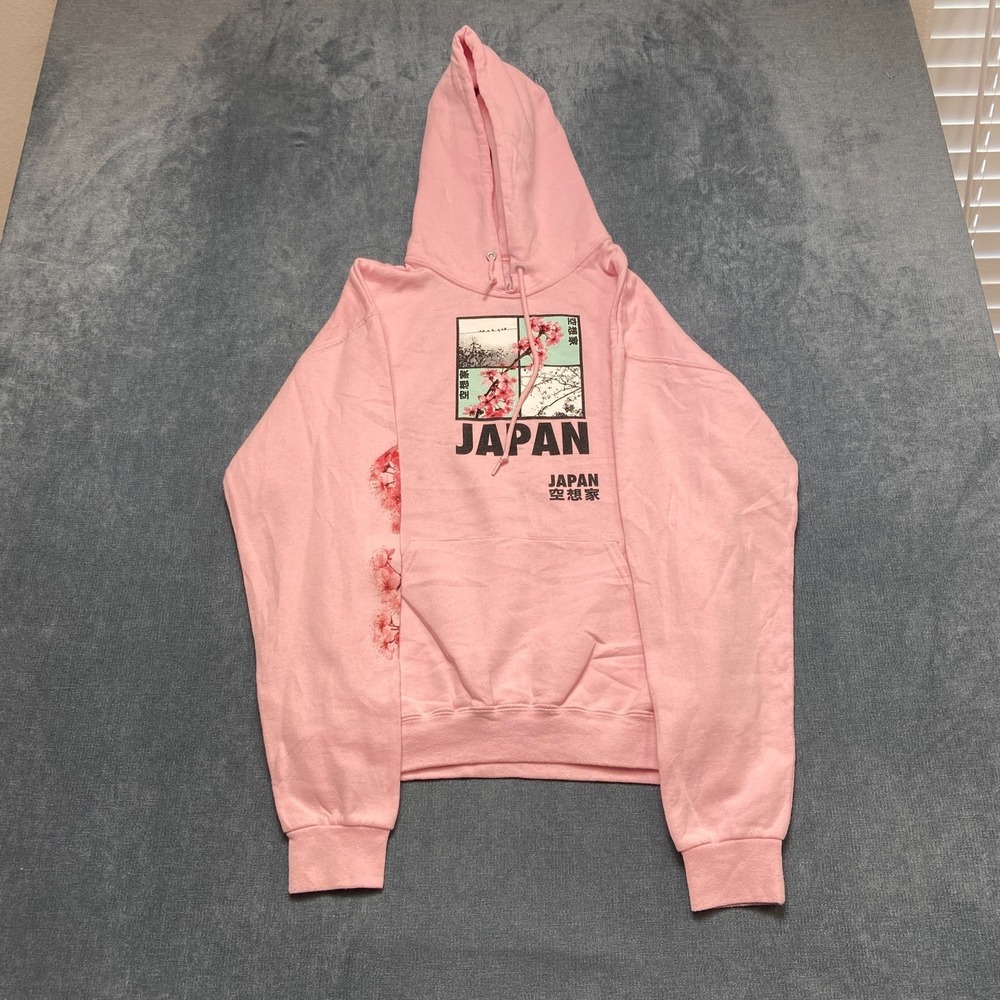Bowery Supply Co. Pullover Hoodie Womens Small Pink Cotton Blend Japan Graphic